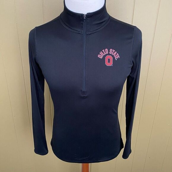 Scarlet & grey Ohio State men L quarter zip lightweight pullover black - Picture 1 of 9